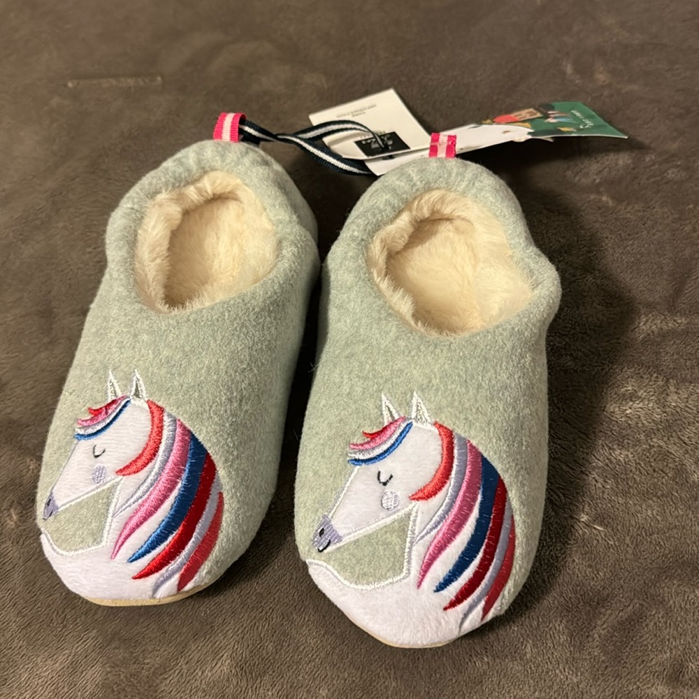 Joules Childrens Slippet Felt Mule Slippers With Horse Applique